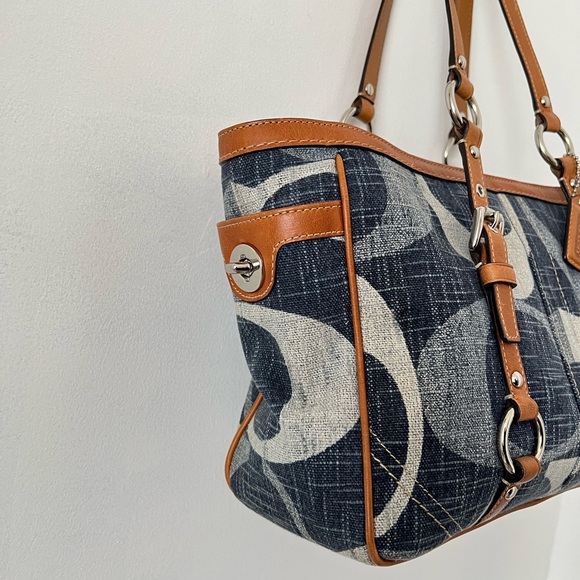 Coach Denim and Tan Signature Tote - Picture 9 of 12